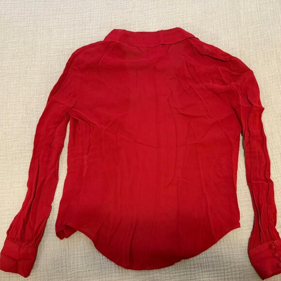 Red Button Down Shirt with Lace - Picture 3 of 3